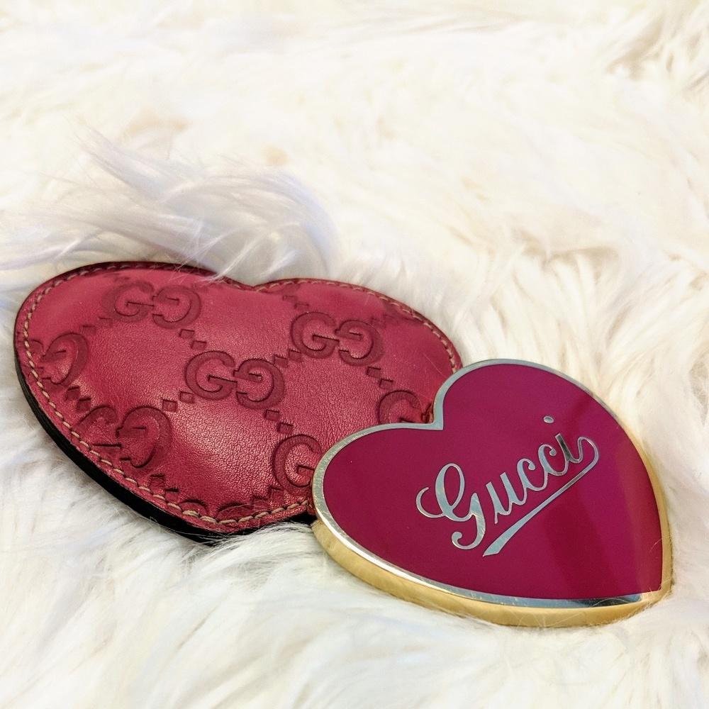 Gucci Pink Heart Compact Mirror